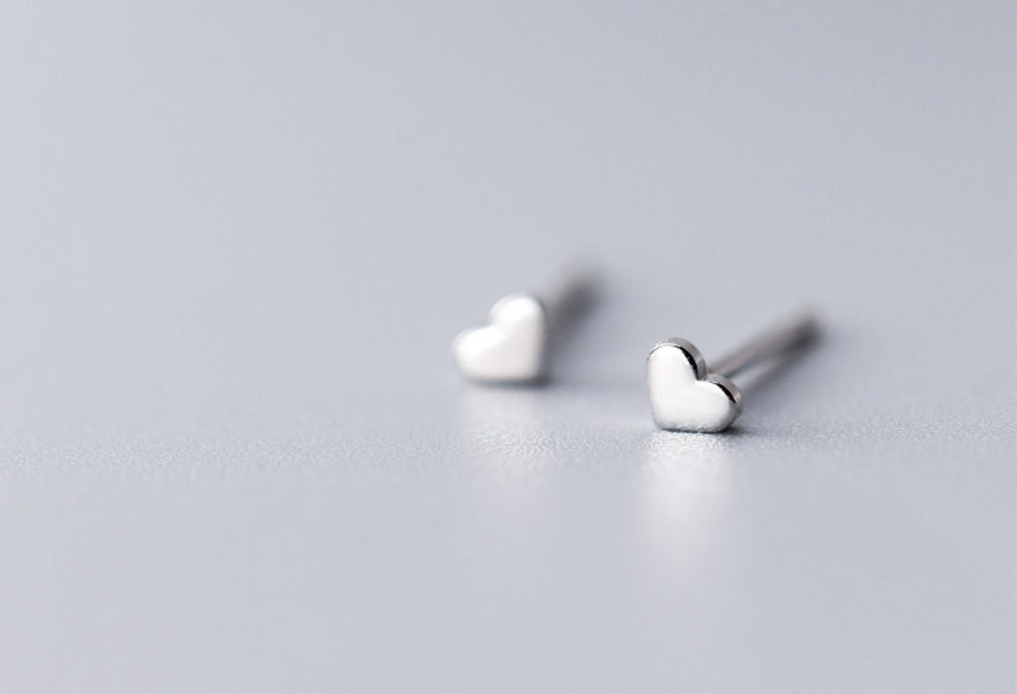 Stud Earrings,Sterling Silver Stud Earrings,Tiny Stud Earrings, Minimalist Earrings, Earrings Studs, Earring Findings,Love Earrings(YER008)