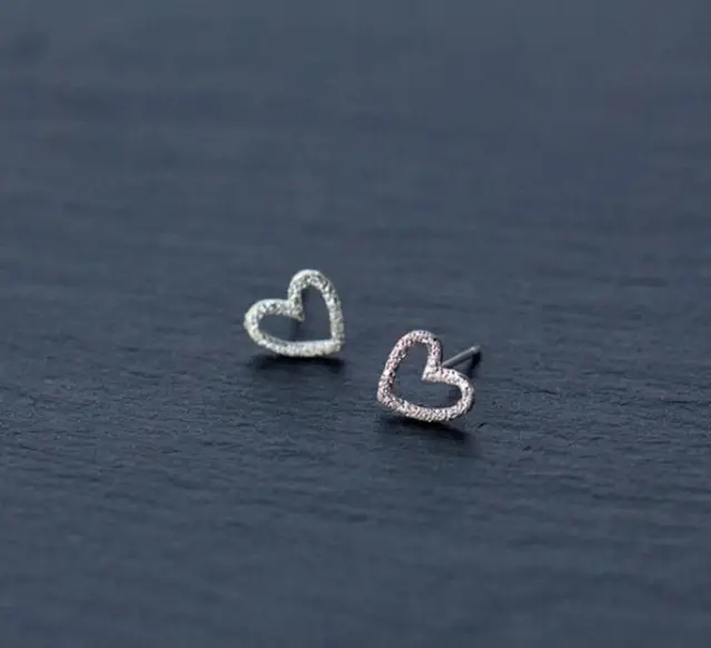 Stud Earrings,Sterling Silver Stud Earrings,Tiny Stud Earrings, Minimalist Earrings, Earrings Studs, Earring Findings,Heart Earrings(ZE273)