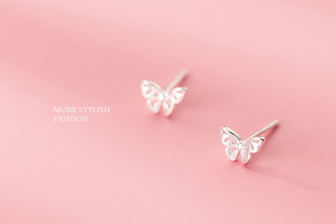 Stud Earrings,Sterling Silver Stud Earrings,Tiny Stud Earrings,Minimalist Earrings,Earrings Studs,Earring Findings,Butterfly Earrings(YER006)
