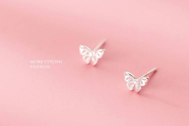 Stud Earrings,Sterling Silver Stud Earrings,Tiny Stud Earrings,Minimalist Earrings,Earrings Studs,Earring Findings,Butterfly Earrings(ZE280)