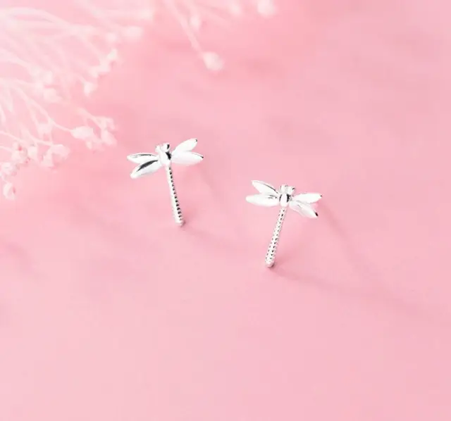 Stud Earrings,Sterling Silver Stud Earrings,Tiny Stud Earrings,Minimalist Earrings,Earrings Studs,Earring Findings,dragonfly Earrings(ZE488)