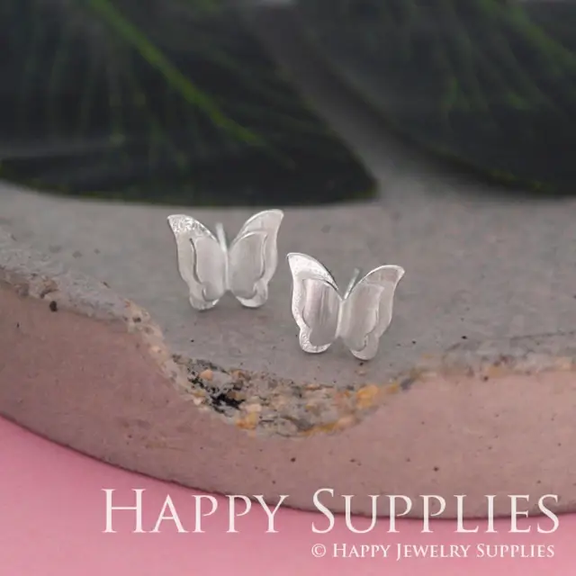 1 Pair Sterling Silver Butterfly Stud Earring / Geometry Jewelry / Everyday Jewelry / Perfect Gift For Her (ZE219)