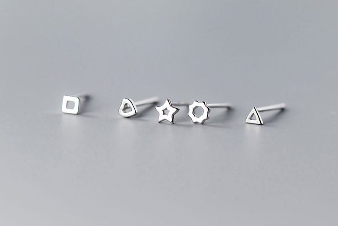 Stud Earrings,Sterling Silver Stud Earrings,Tiny Stud Earrings,Minimalist Earrings,Earrings Studs,Earring Findings,Geometry Earrings(YER054)