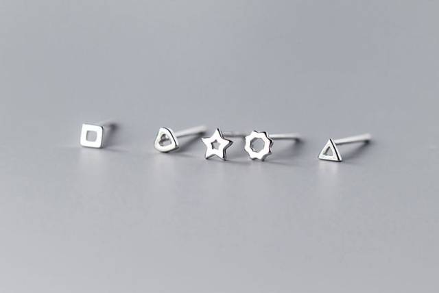 Stud Earrings,Sterling Silver Stud Earrings,Tiny Stud Earrings,Minimalist Earrings,Earrings Studs,Earring Findings,Geometry Earrings(ZE465)