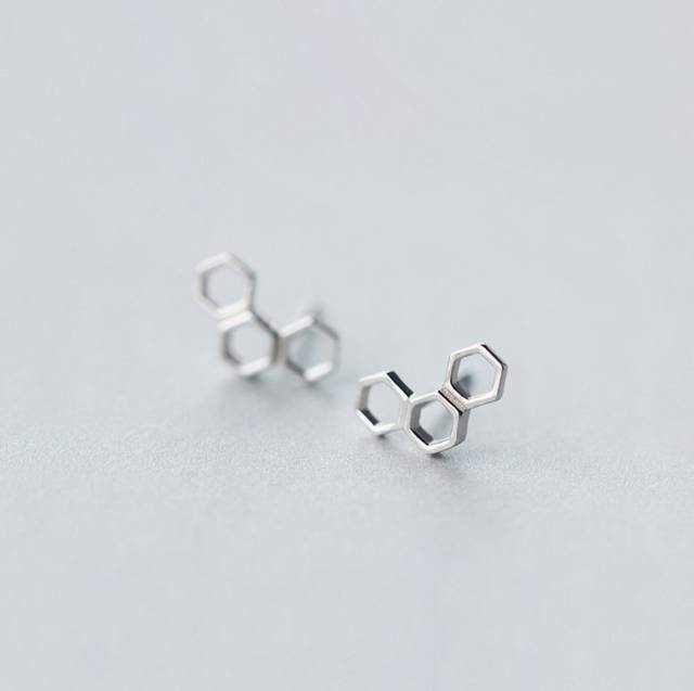 Stud Earrings,Sterling Silver Stud Earrings,Tiny Stud Earrings,Minimalist Earrings,Earrings Studs,Earring Findings,Honeycomb Earrings(ZE316)