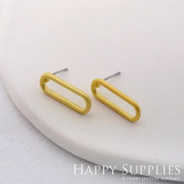 Alloy Oval Earring Stud - Matt Gold Plated Oval Stud Earrings, Oval Earring Studs/Posts,Alloy Oval Earrings,Jewelry Supplies (KE003)