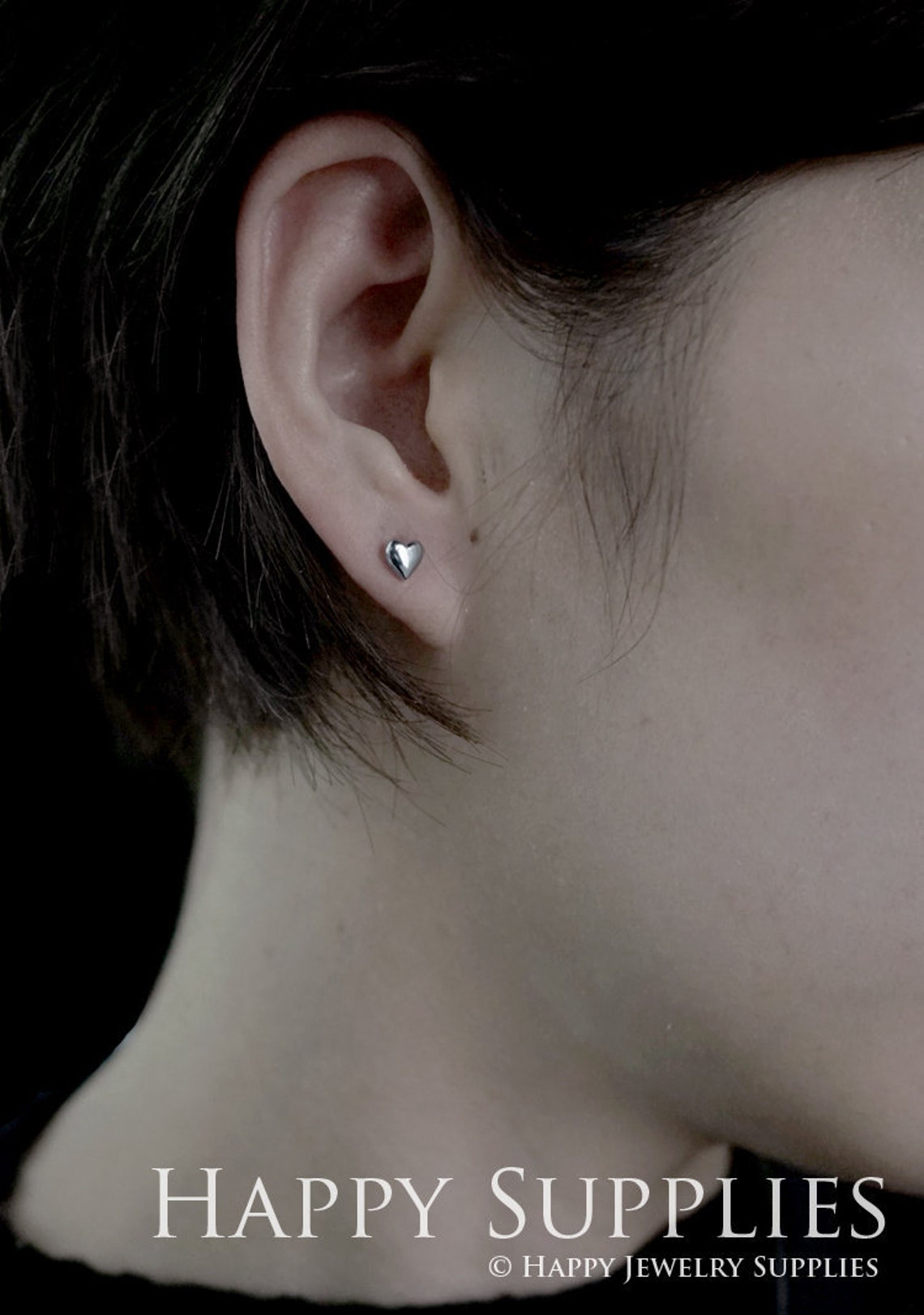 1 Pair 5mm Sterling Silver Heart Earring / Geometry Jewelry / Everyday Jewelry / Perfect Gift For Her (YER016)