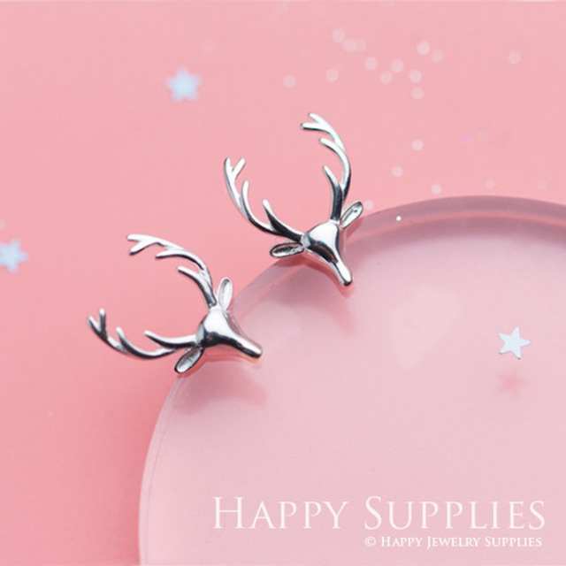 1 Pair Sterling Silver Antlers Stud Earring / Animal Jewelry / Christmas Stud Earring / Everyday Jewelry / Perfect Gift For Her (ZE228)