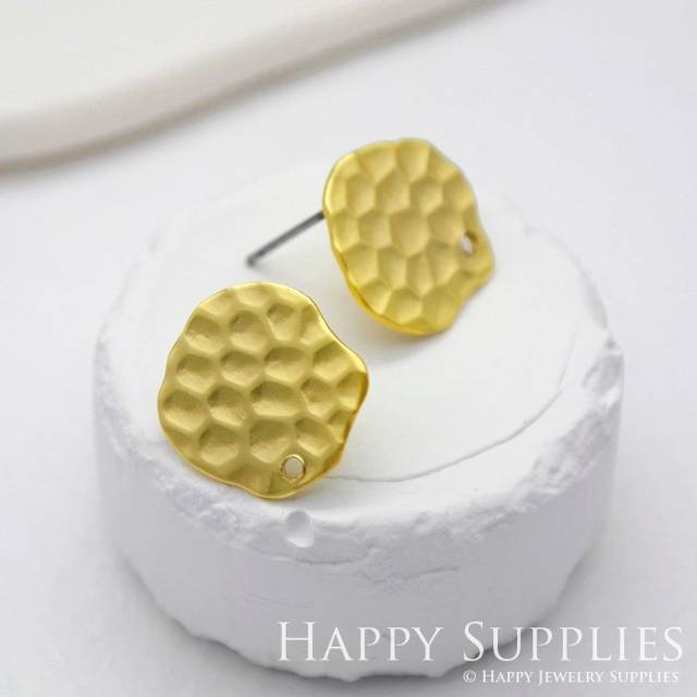 Alloy Irregular Circle Earring Stud - Matt Gold Plated Stud Earrings, Circle Earring Studs/Posts,Alloy Earrings,Jewelry Supplies (KE016)