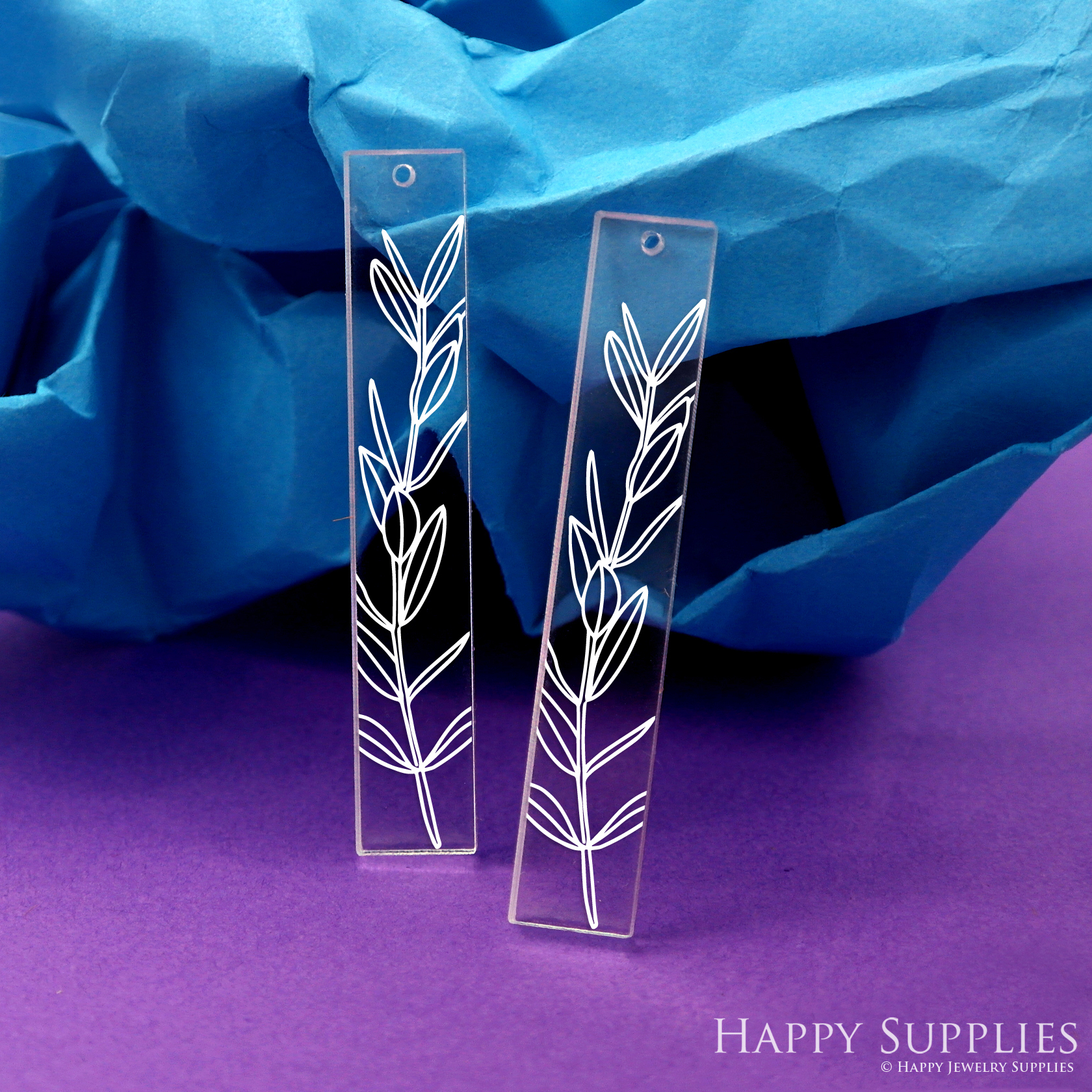 Leaf Acrylic Charm Making Jewelry Findings Bead Laser Cut Rectangle Pendant For DIY Necklace Earrings (AHR010)