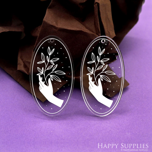 Leaf Acrylic Pendant Making Jewelry Findings Bead Laser Cut  Oval Charms For DIY Necklace Earrings (AHY078)