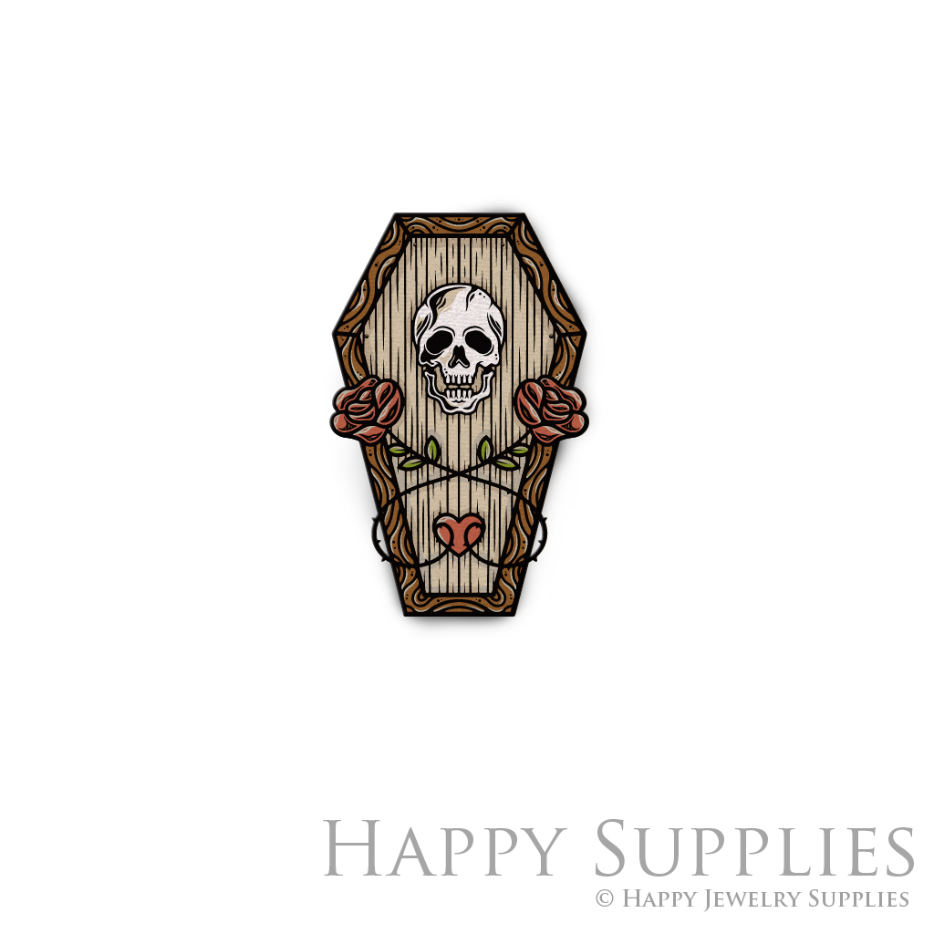 Handmade Jewelry Making Supplies Beads Cut Wooden Charm Coffin For DIY Necklace Earring Brooch (CW639)