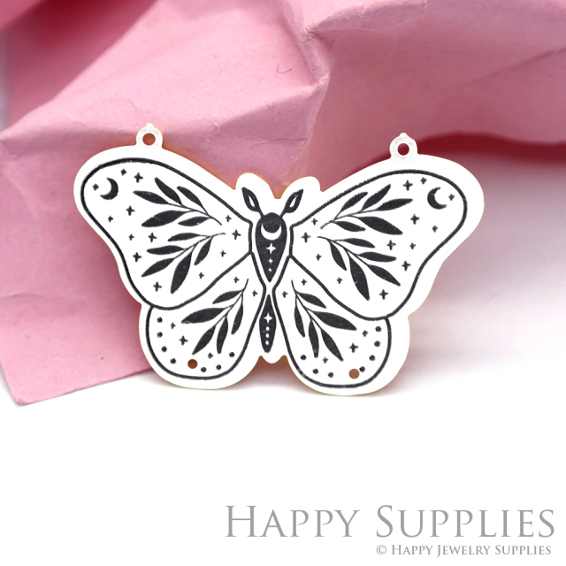 Making Jewelry Findings Stainless Steel Bead Metal Pendant Laser Cut Engraved Black Butterfly Charms For DIY Necklace Earrings(ESD031)