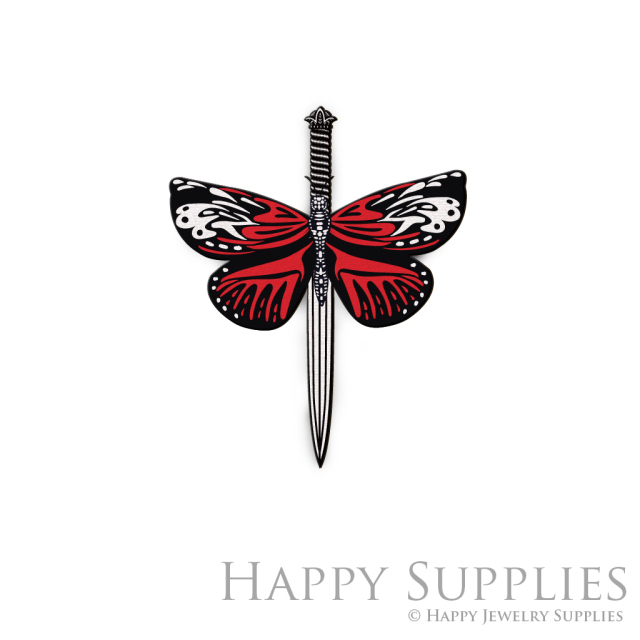 Handmade Jewelry Making Supplies Beads Cut Wooden Charm Butterfly Sword For DIY Necklace Earring Brooch (CW654-C)