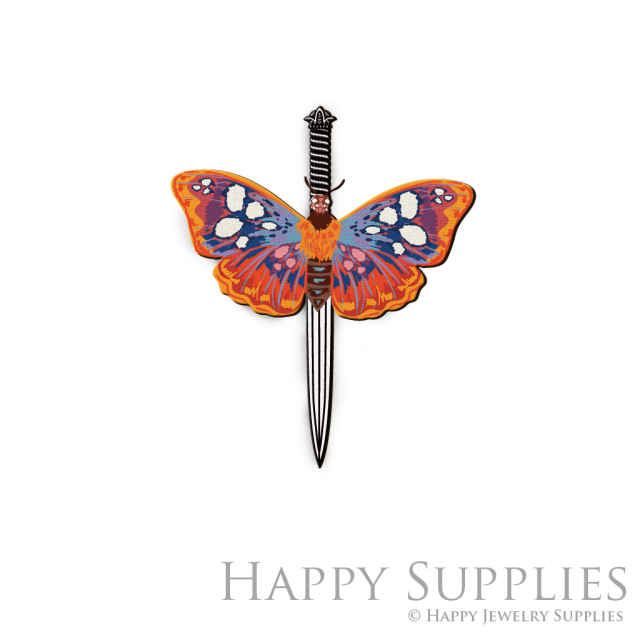 Handmade Jewelry Making Supplies Beads Cut Wooden Charm Butterfly Sword For DIY Necklace Earring Brooch (CW654-B)