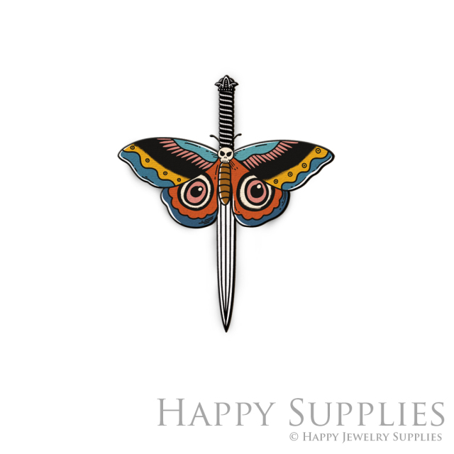 Handmade Jewelry Making Supplies Beads Cut Wooden Charm Butterfly Sword For DIY Necklace Earring Brooch (CW654-A)