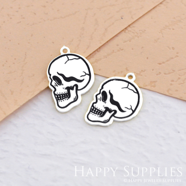 Making Jewelry Findings Stainless Steel Bead Metal Pendant Laser Cut Engraved Skull Charms For DIY Necklace Earrings(ESD024)