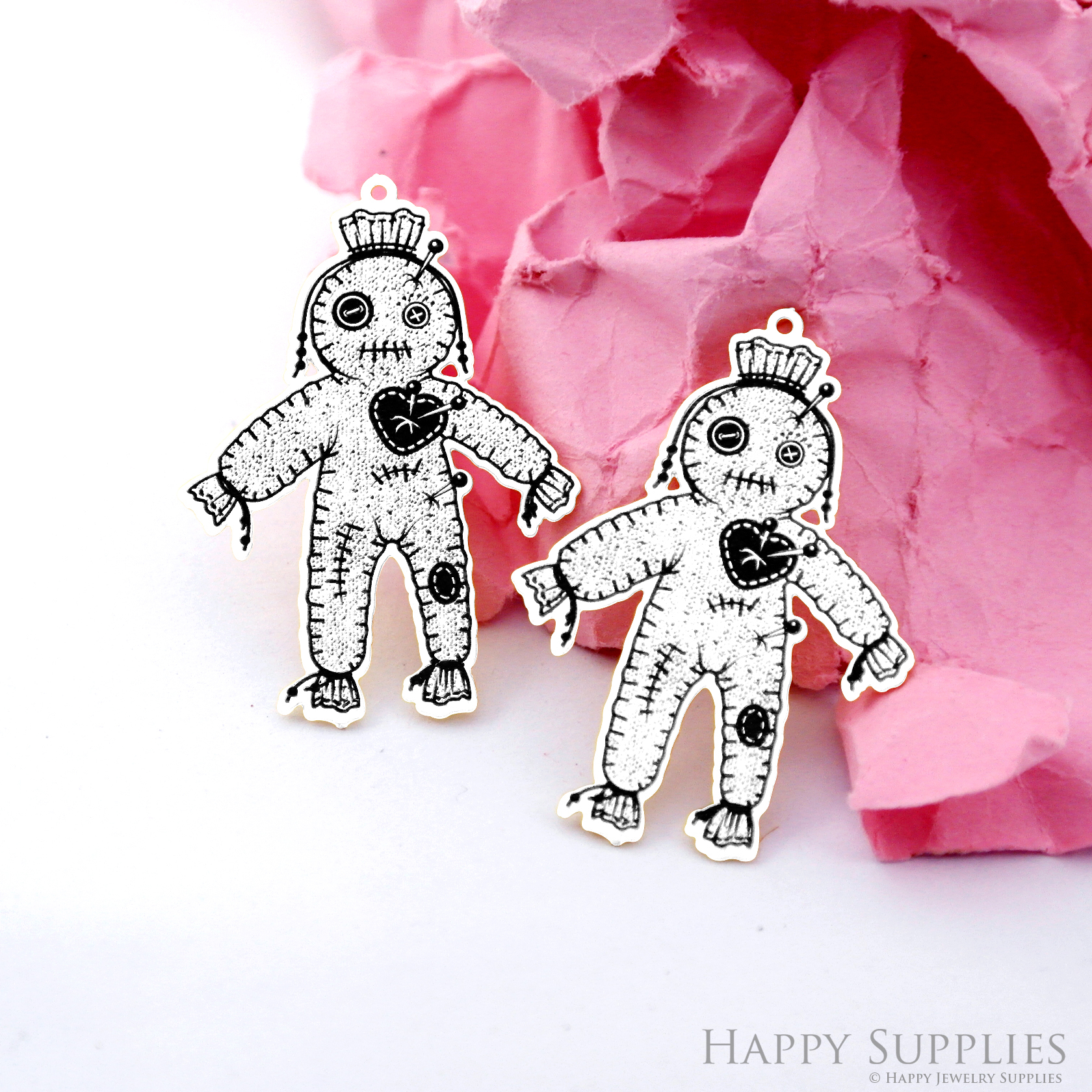 Making Jewelry Findings Stainless Steel Bead Metal Pendant Laser Cut Engraved Black Doll Charms For DIY Necklace Earrings (ESD301)