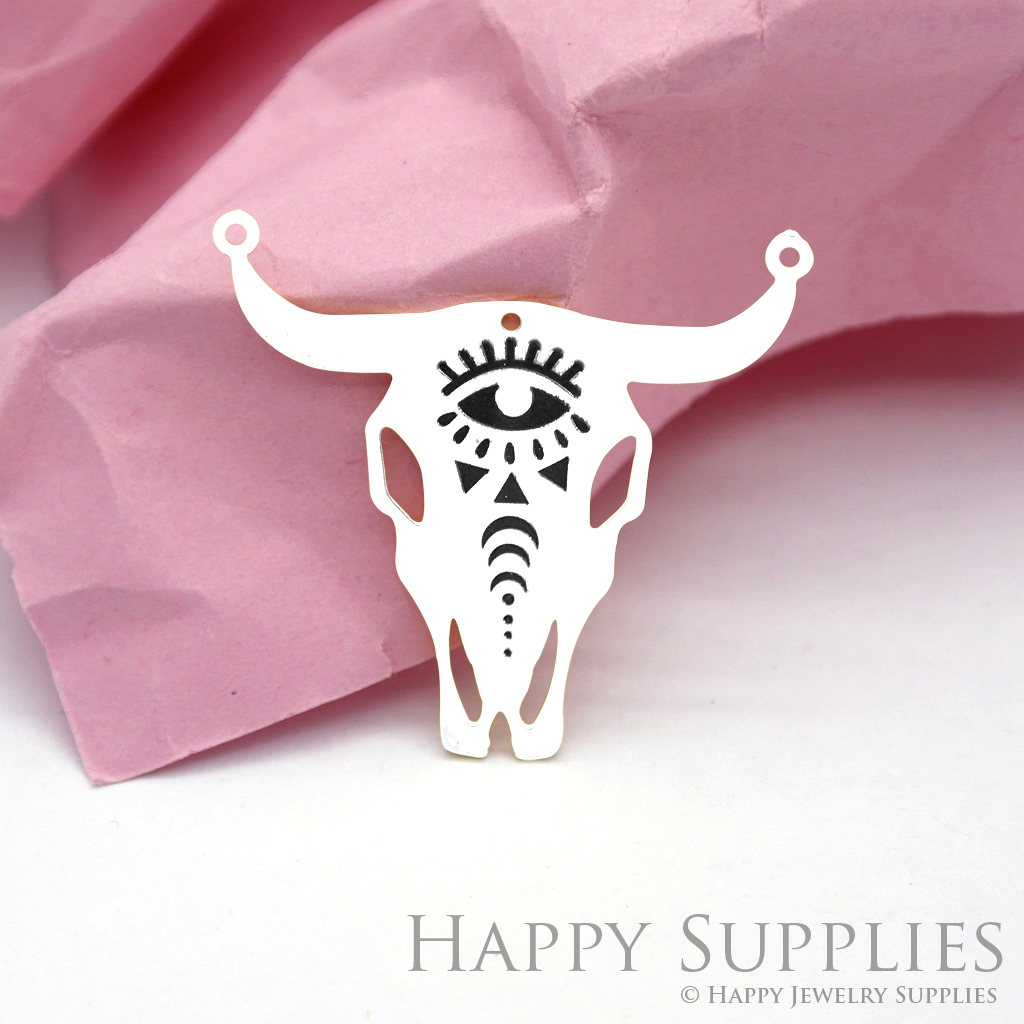 Making Jewelry Findings Stainless Steel Bead Metal Pendant Laser Cut Engraved Black Cow Charms For DIY Necklace Earrings(ESD028)