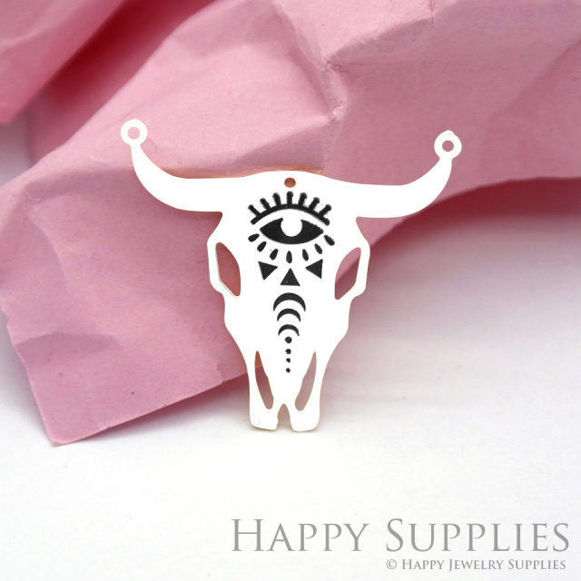 Making Jewelry Findings Stainless Steel Bead Metal Pendant Laser Cut Engraved Black Cow Charms For DIY Necklace Earrings(ESD028)