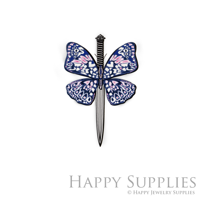 Handmade Jewelry Making Supplies Beads Cut Wooden Charm Butterfly Sword For DIY Necklace Earring Brooch (CW654-E)