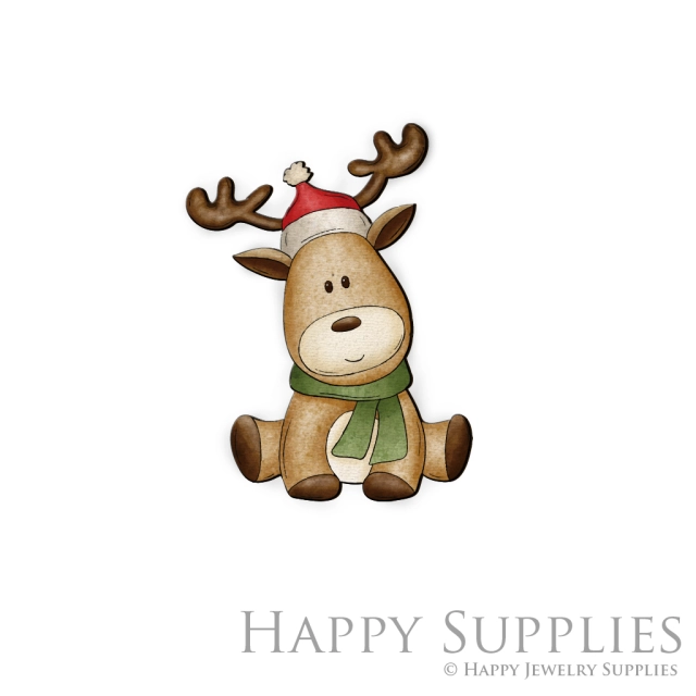 Handmade Jewelry Making Supplies Beads Cut Wooden Charm Christmas Deer For DIY Necklace Earring Brooch (CW365)