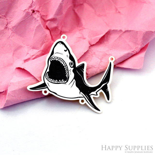 Making Jewelry Findings Stainless Steel Bead Metal Pendant Laser Cut Engraved Black Shark Charms For DIY Necklace Earrings (ESD339)