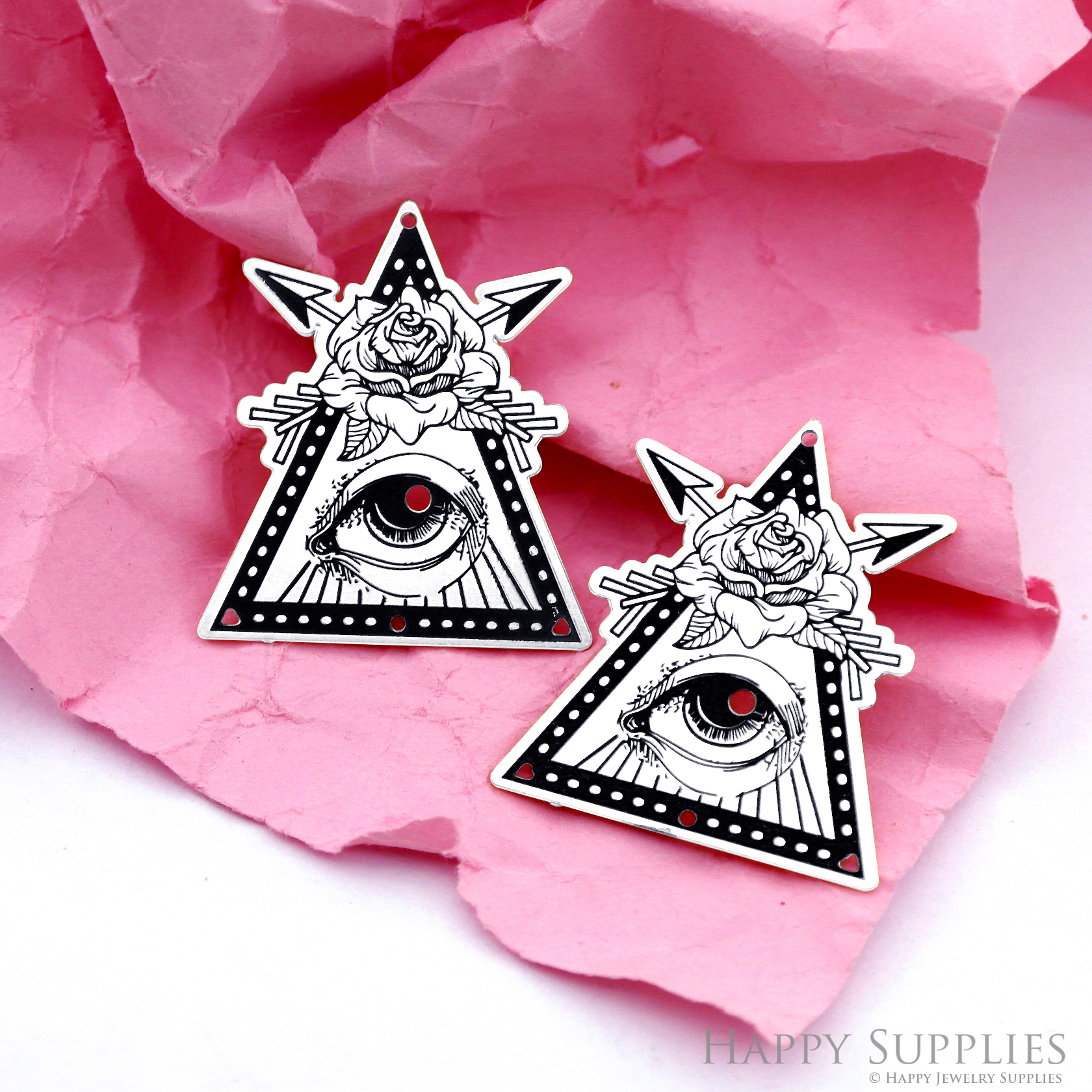 Making Jewelry Findings Stainless Steel Bead Metal Pendant Laser Cut Engraved Black Eye Charms For DIY Necklace Earrings (ESD257)