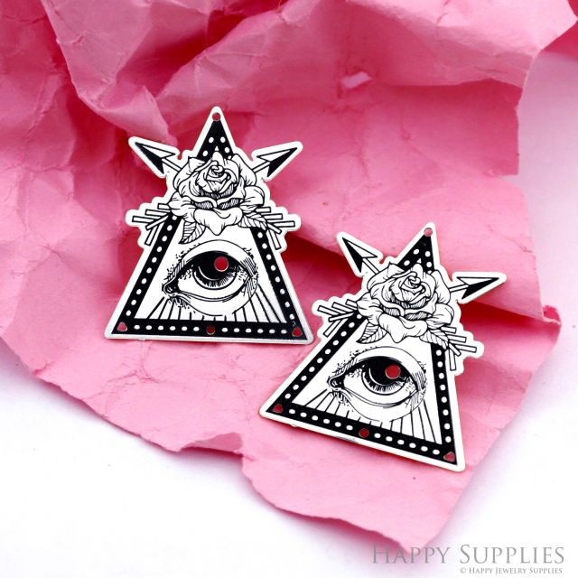 Making Jewelry Findings Stainless Steel Bead Metal Pendant Laser Cut Engraved Black Eye Charms For DIY Necklace Earrings (ESD257)