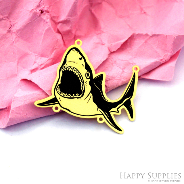 Making Jewelry Findings Stainless Steel Bead Metal Pendant Laser Cut Engraved Black Shark Charms For DIY Necklace Earrings (ESD339)