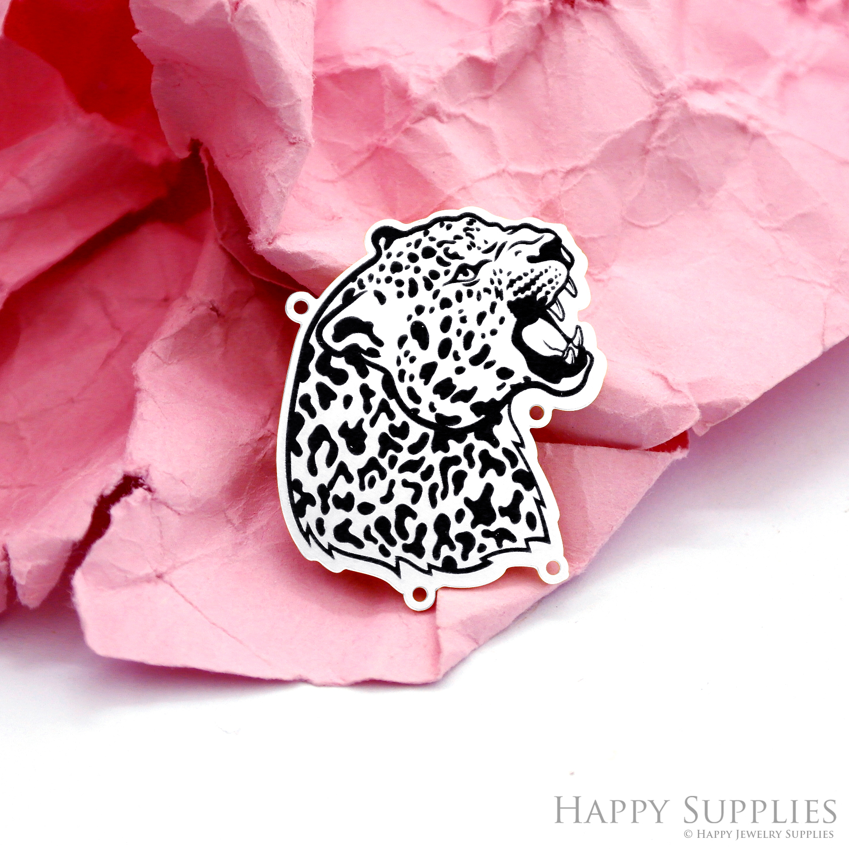 Making Jewelry Findings Raw Brass Bead Pendant Laser Cut Engraved Black Leopard Charm For DIY Necklace Earrings(ERD329)