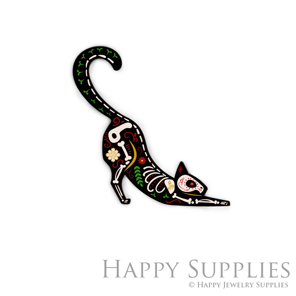 Handmade Jewelry Making Supplies Beads Cut Wooden Charm Cat For DIY Necklace Earring Brooch (CW462)
