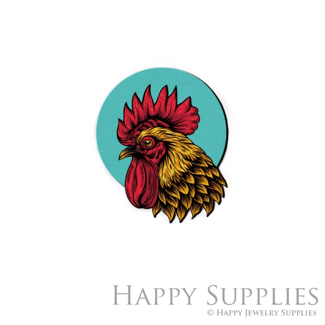 Handmade Jewelry Making Supplies Beads Cut Wooden Charm Rooster For DIY Necklace Earring Brooch (CW324)