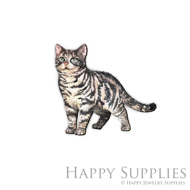 Handmade Jewelry Making Supplies Beads Cut Wooden Charm Cat For DIY Necklace Earring Brooch (CW458)