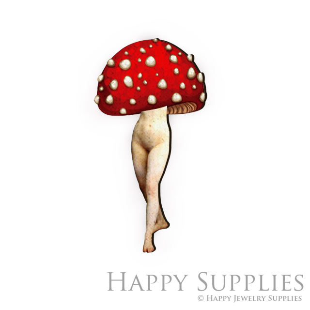 Handmade Jewelry Making Supplies Beads Cut Wooden Charm Mushroom Man For DIY Necklace Earring Brooch (CW222-D)