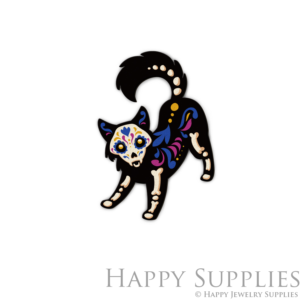 Handmade Jewelry Making Supplies Beads Cut Wooden Charm Cat For DIY Necklace Earring Brooch (CW460)