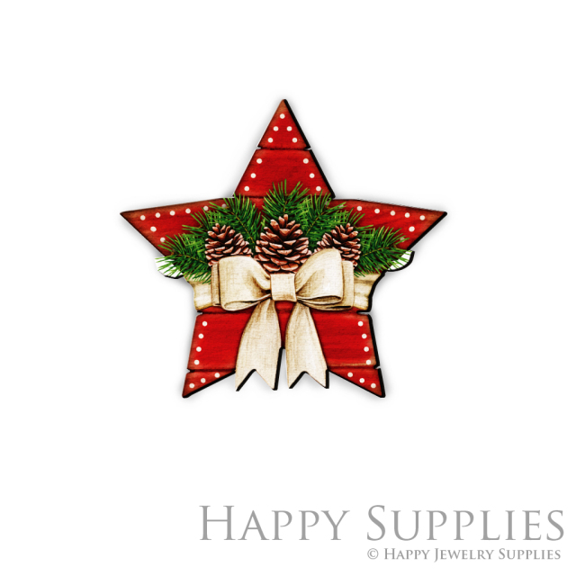Handmade Jewelry Making Supplies Beads Cut Wooden Charm Christmas stars For DIY Necklace Earring Brooch (CW468)