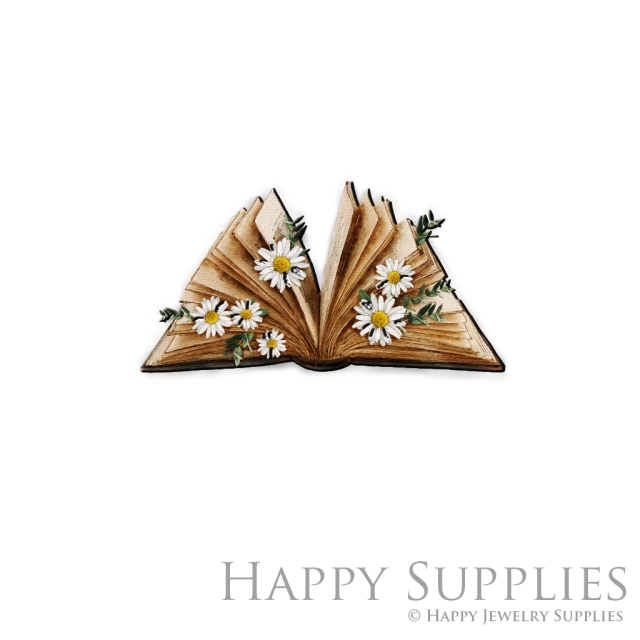 Handmade Jewelry Making Supplies Beads Cut Wooden Charm Book For DIY Necklace Earring Brooch (CW483)