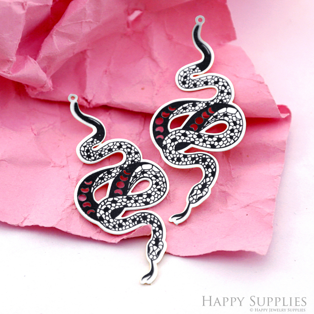 Making Jewelry Findings Stainless Steel Bead Metal Pendant Laser Cut Engraved Black Snake Charms For DIY Necklace Earrings (ESD254)