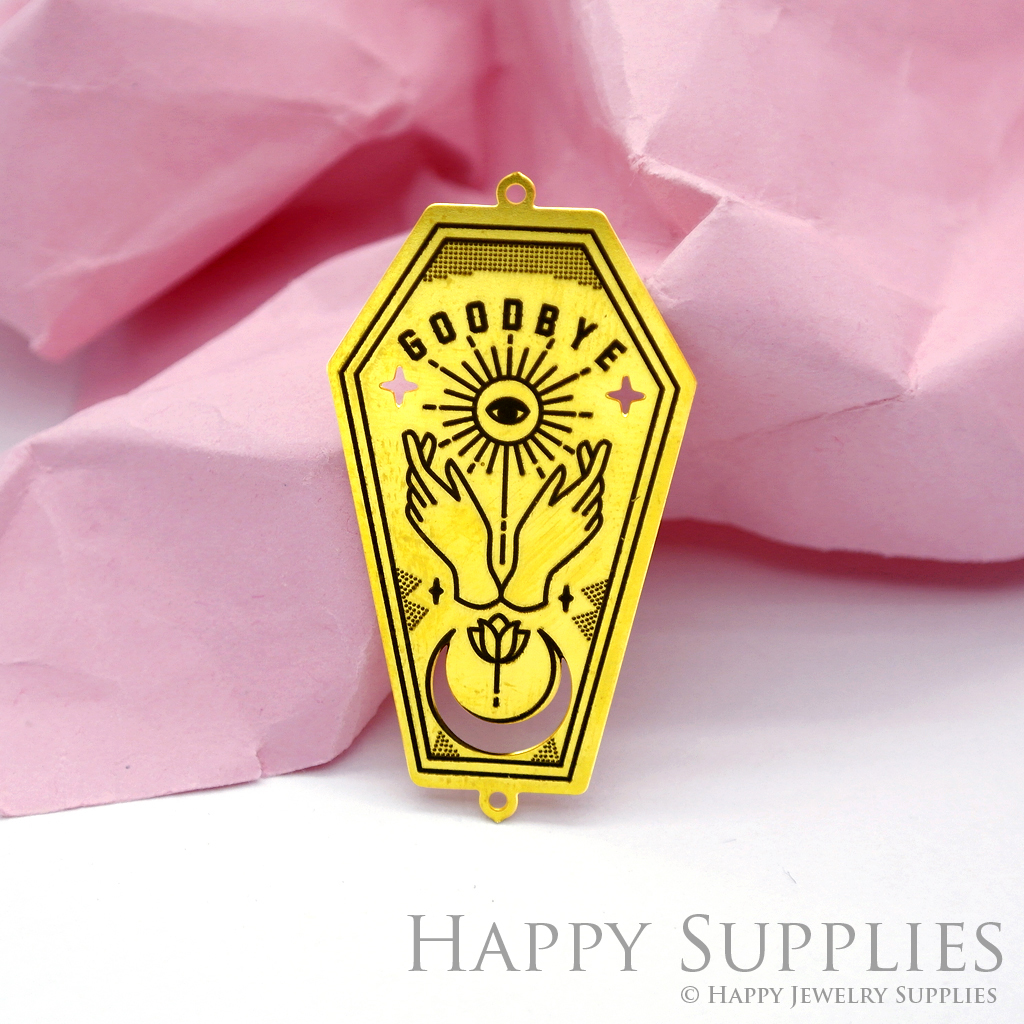 Making Jewelry Findings Raw Brass Bead Pendant Laser Cut Engraved Black Hand Charm For DIY Necklace Earrings(ERD023)