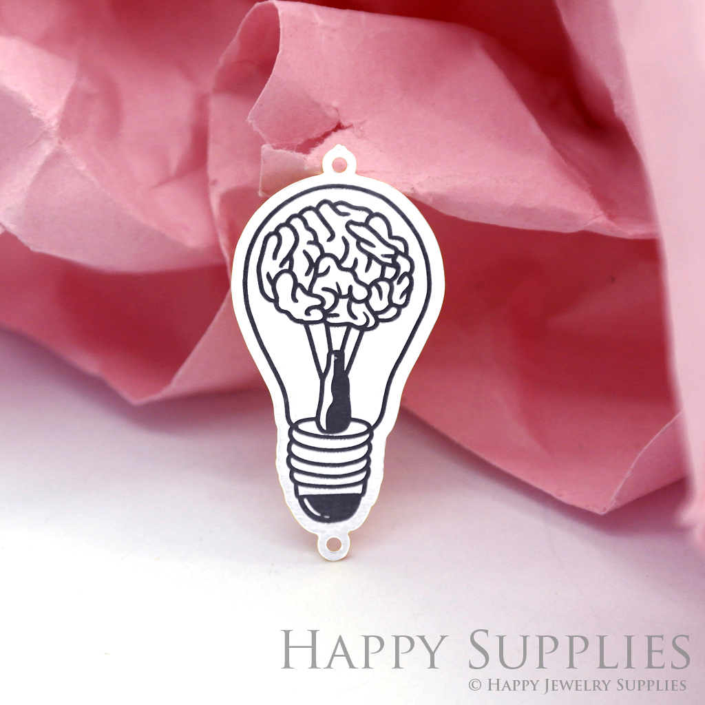 Making Jewelry Findings Stainless Steel Bead Metal Pendant Laser Cut Engraved Black Light Bulb Charms For DIY Necklace Earrings (ESD102)