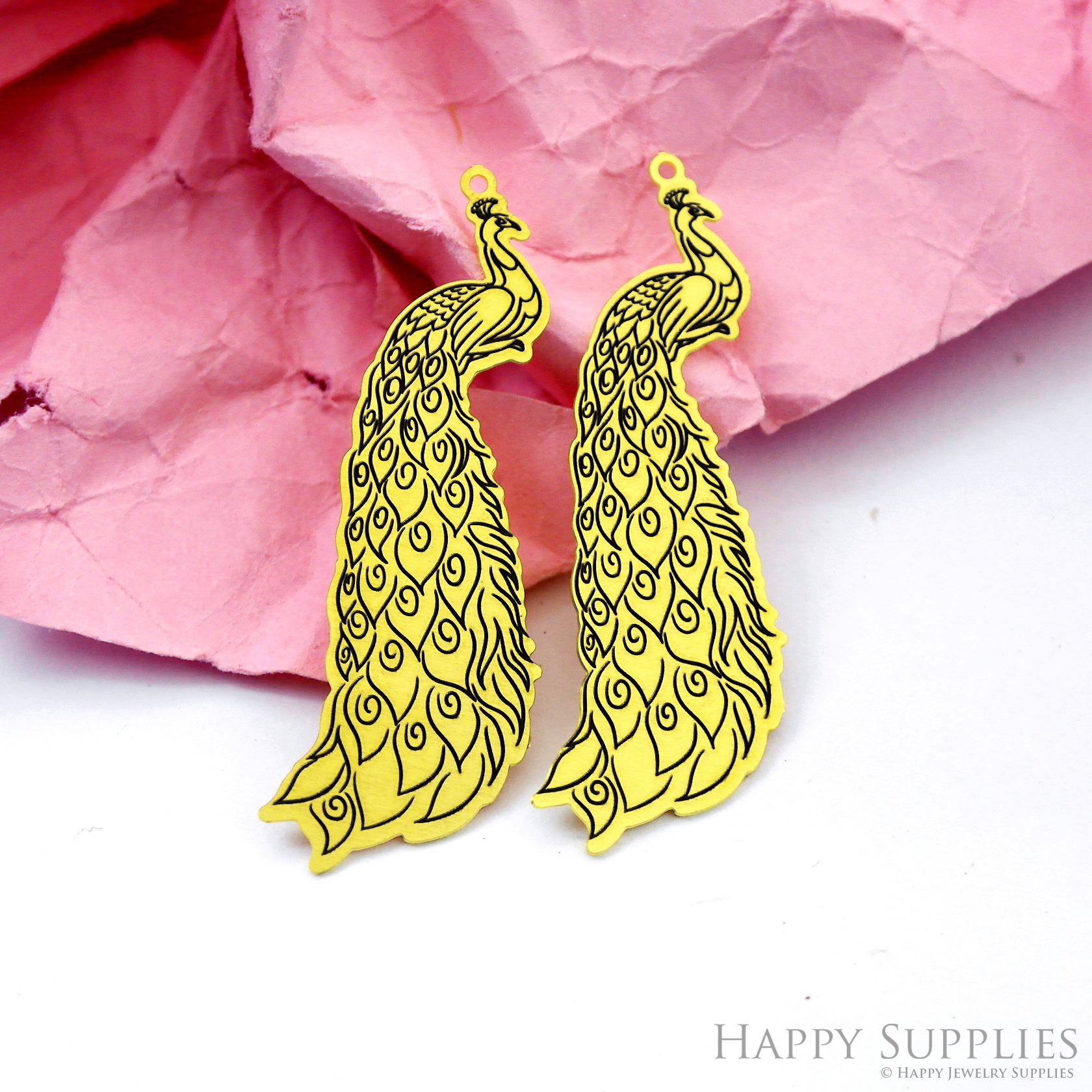 Making Jewelry Findings Stainless Steel Bead Metal Pendant Laser Cut Engraved Black Peacock Charms For DIY Necklace Earrings (ESD330)