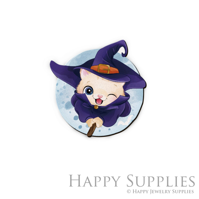 Handmade Jewelry Making Supplies Beads Cut Wooden Charm Cat For DIY Necklace Earring Brooch (CW311)