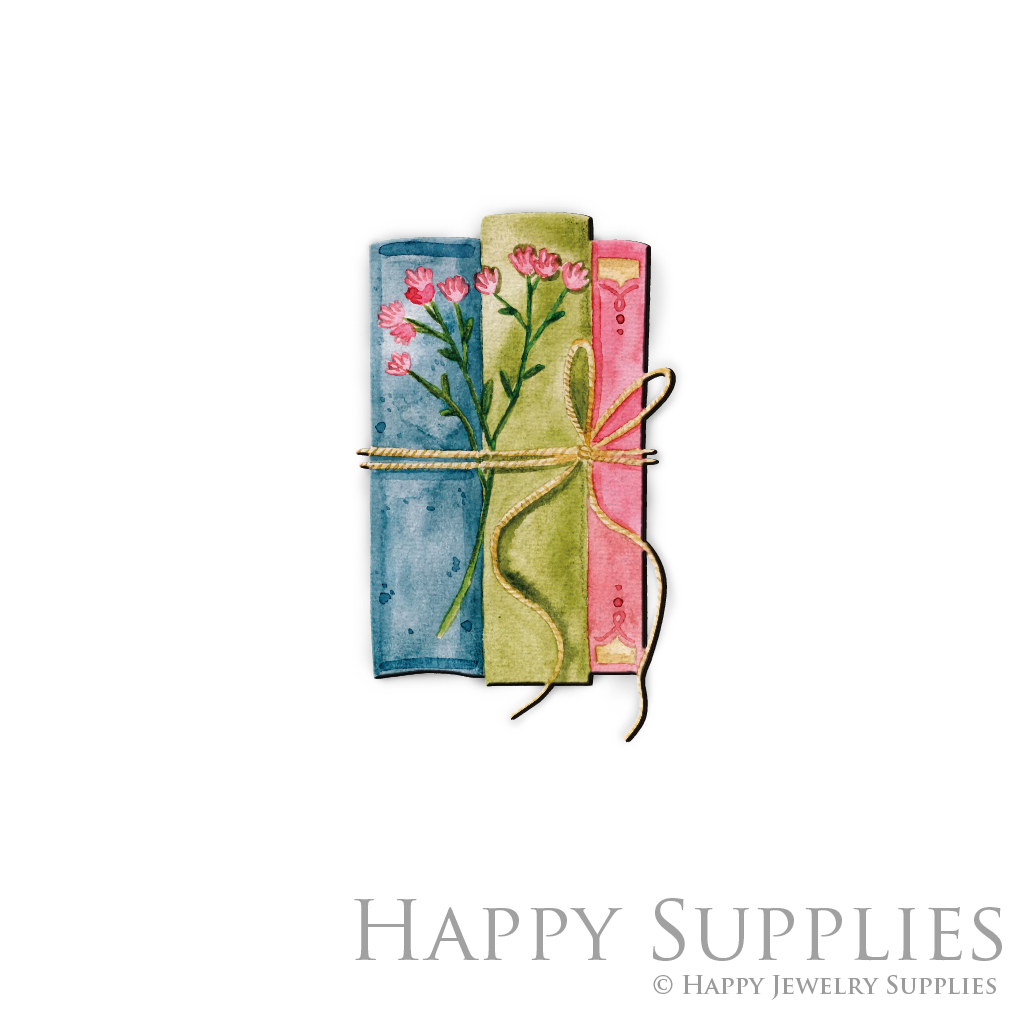 Handmade Jewelry Making Supplies Beads Cut Wooden Charm Book For DIY Necklace Earring Brooch (CW479)