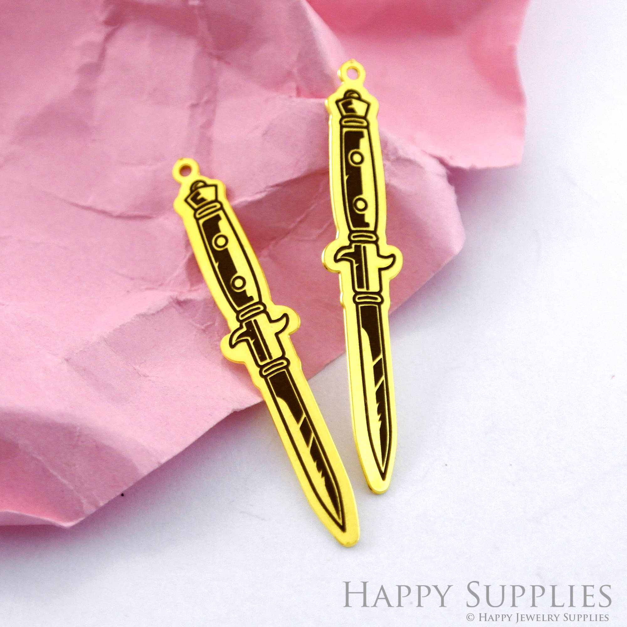 Making Jewelry Findings Stainless Steel Bead Metal Pendant Laser Cut Engraved Black Sword Charms For DIY Necklace Earrings (ESD112)