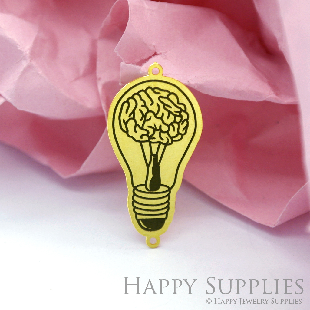 Making Jewelry Findings Stainless Steel Bead Metal Pendant Laser Cut Engraved Black Light Bulb Charms For DIY Necklace Earrings (ESD102)