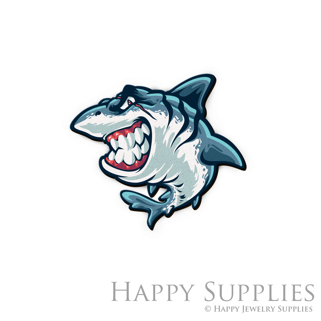 Handmade Jewelry Making Supplies Beads Cut Wooden Charm shark For DIY Necklace Earring Brooch (CW312)