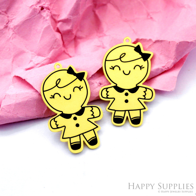 Making Jewelry Findings Stainless Steel Bead Metal Pendant Laser Cut Engraved Black Doll Charms For DIY Necklace Earrings (ESD342)