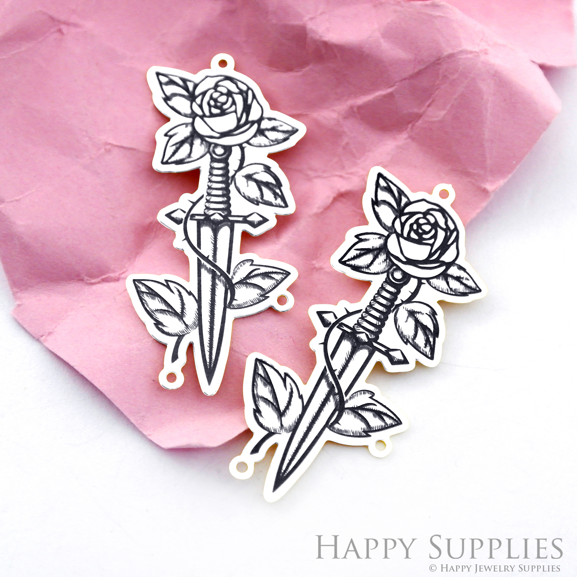 Making Jewelry Findings Raw Brass Bead Pendant Laser Cut Engraved Black Sword Charm For DIY Necklace Earrings(ERD132)