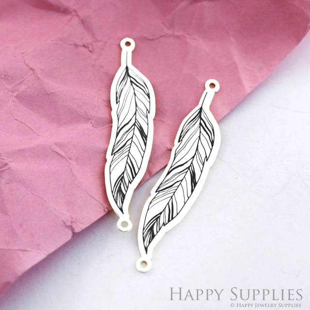 Making Jewelry Findings Stainless Steel Bead Metal Pendant Laser Cut Engraved Black Leaf Charms For DIY Necklace Earrings (ESD134)